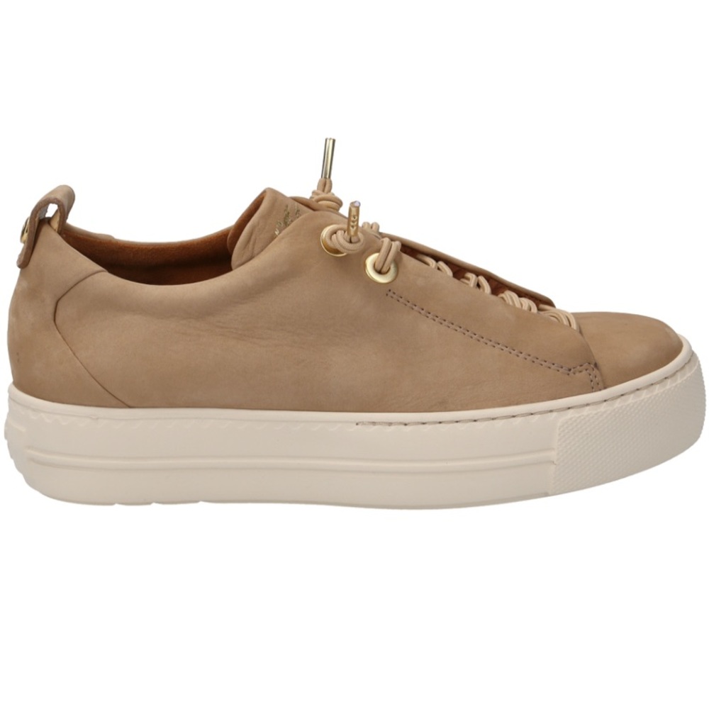 Nubuk Leather Lace Up Platform Sneakers. Tan color. - Picture 7 of 10